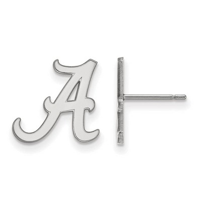 Black Bow Jewelry 14k White Gold Alabama Crimson Tide NCAA Post Earrings