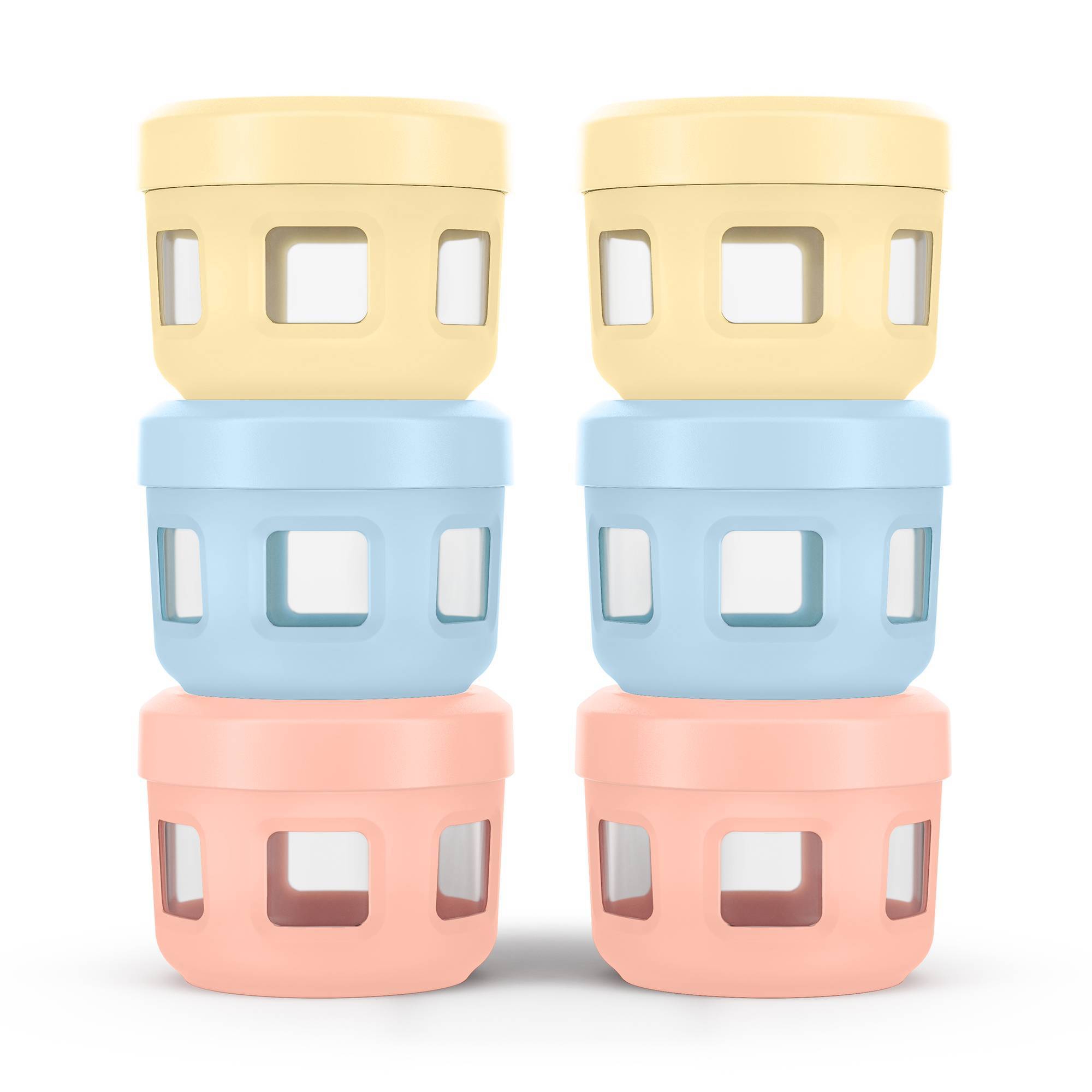 Ello 12pc (Set of 6) Glass Condiment Food Storage Containers Multicolor Pastels