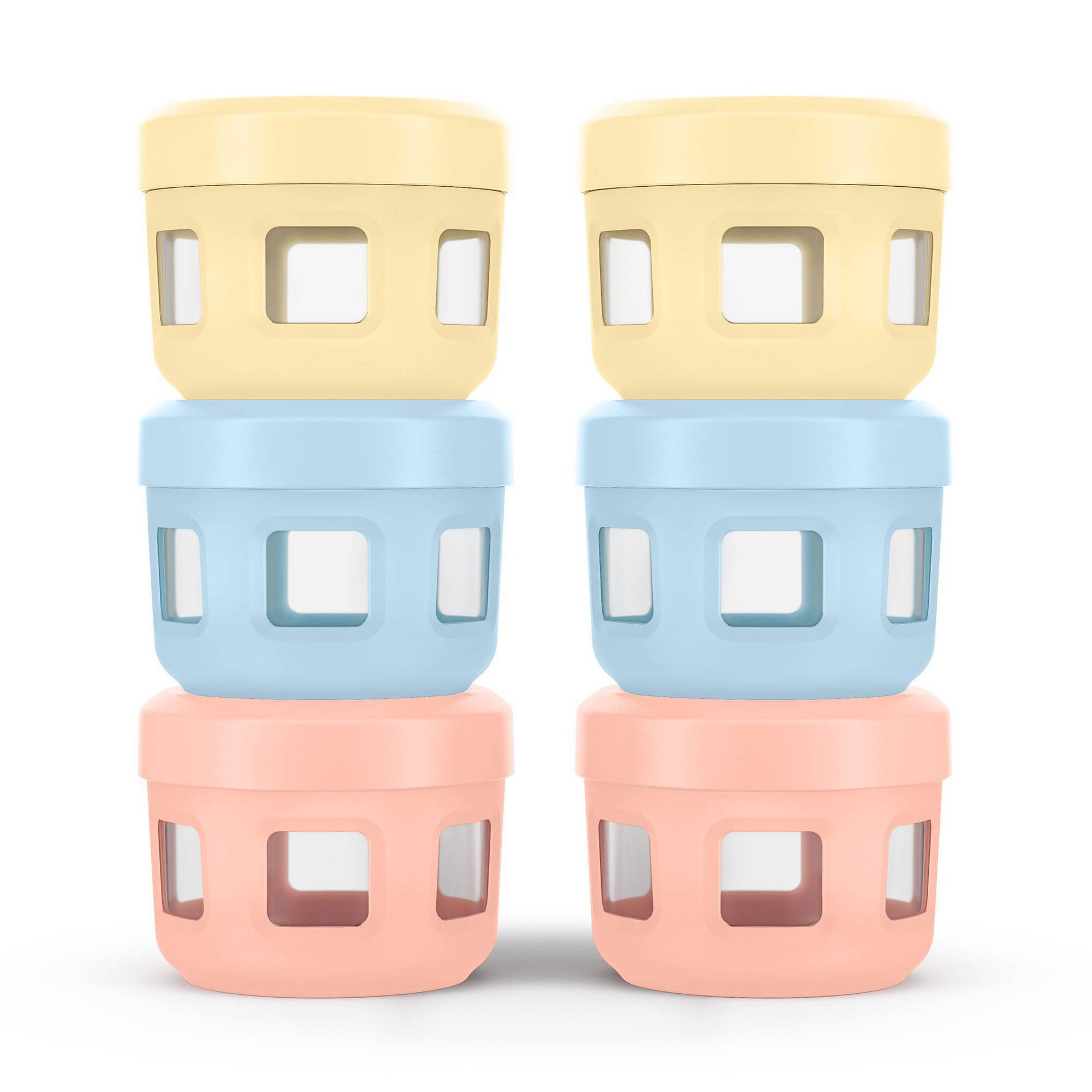 Ello 12pc (Set of 6) Glass Condiment Food Storage Containers Multicolor Pastels