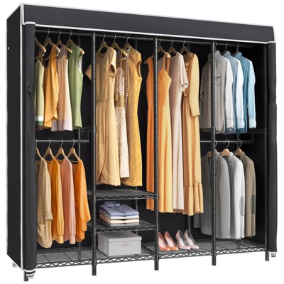 Vipek V6c Heavy Duty Covered Clothes Rack Portable Wardrobe Closet, Black  Clothing Rack With Oxford Fabric Cover, Max Load 780 Lbs : Target
