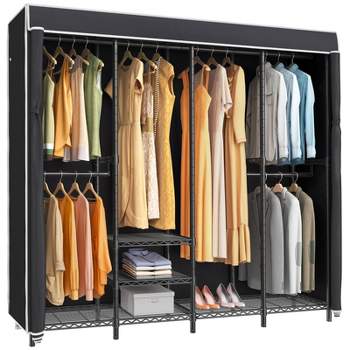 VIPEK V40C Covered Garment Rack Heavy Duty Clothes Rack with Cover, Black Clothing Rack with Grey Oxford Fabric Cover