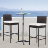 FDW 2 Piece Outdoor Bar Chairs 30" Wicker Patio Stools with Footrest & Weather Resistant, Brown - 2 of 4