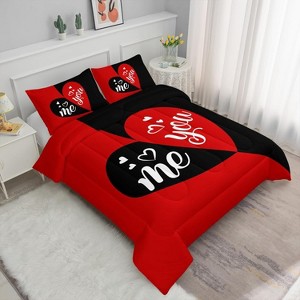 Luupatchy You & Me Lover Romance Comforter Set With 1 Quilt 2 Pillowcases, For Valentine'S Day Wedding Gifts,Queen - 1 of 4