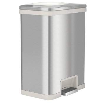 halo quality 13gal TapCan Stainless Steel Pedal Sensor Step Trash Can with White Trim