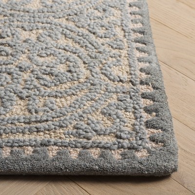 Handmade Blue Wool Tufted Square Area Rug 6'x6'