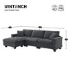 100"W Modern L-Shaped Sectional Sofa, 4 Seat Suede Velvet Couch Set with Free Pillows and Ottoman - ModernLuxe - 3 of 4