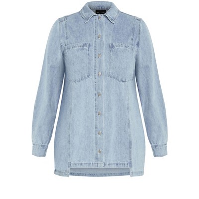 Women's Plus Size Liv Denim Shirt - mid denim | CITY CHIC