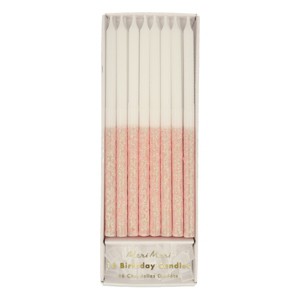 Meri Meri Pale Pink Glitter Dipped Candles (Pack of 16) - 1 of 2