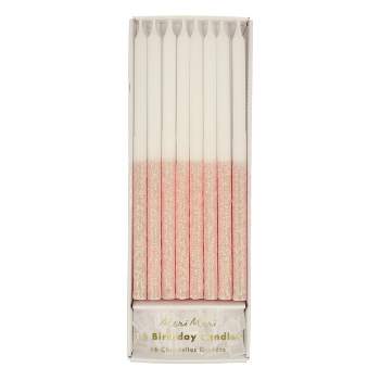 Meri Meri Pale Pink Glitter Dipped Candles (Pack of 16)