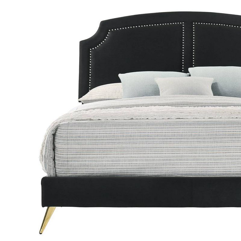 Zeena 86&#34; Queen Bed Black Velvet - Acme Furniture, 3 of 7