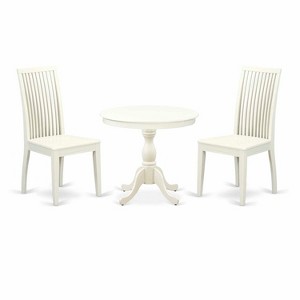 3-Piece Linen White Finish Solid Wood Top - Dining Room Set - Seats 4 - 1 of 4