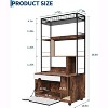 Hidden Litter Box with 4-Tier Storage Rack, Post Wood & Metal 2 in 1 Pets Furniture with Scratching Post & Cushioned Mat - 2 of 4