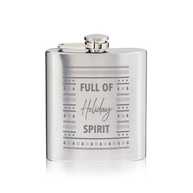 True Full of Holiday Spirit Stainless Steel Flask, 1 of 2