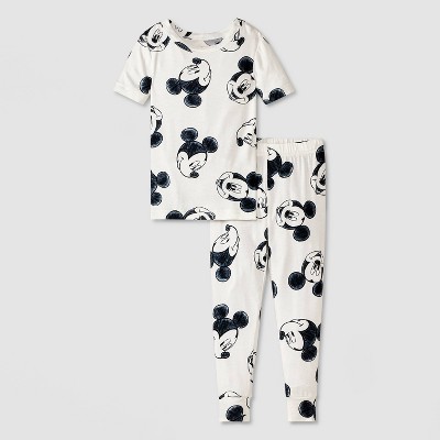 Toddler 2pc Snug Fit Mickey Mouse and Friends Pajama Set - White