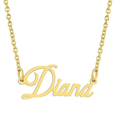 KISPER 18K Gold Plated Stainless Steel Personalized Name Pendant Necklace