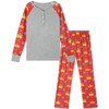 cheibear Christmas Family Snowflakes Bells Print Button Up Top and Pants Multicolored Pajama Sets - 2 of 4