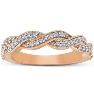 Pompeii3 1/6ct Pave Diamond Braided Woven Wedding Ring 14K Rose Gold - 1 of 4