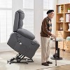 Power Lift Recliner PU Chair for Elderly,Oversized Electric Recliner with Massage & Heat,135°Recline,Cup Holders & Side Pockets,Brown Leather Sofa - 3 of 4