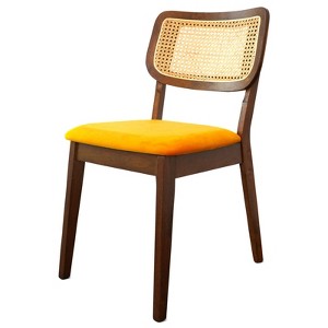 FONTOI Dining Chairs, Mid-Century Modern Dining Chairs Set of 2 with Rattan Backrest for Kitchen Living Room, Brown&Orange, 18.3"*32.3"*21.5" - 1 of 4