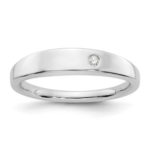 Black Bow Jewelry 4mm Tapered 2pt Diamond Ring in Rhodium Plated Sterling Silver - 1 of 4