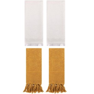 REGALWOVEN 4 Packs Cotton Absorbent Soft Turkish Hand Towels with tassel for Bathroom - 1 of 4