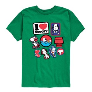 Boys' - Peanuts - I Heart Snoopy Patches Short Sleeve Graphic T-Shirt - 1 of 4