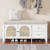 TIRAMISUBEST Shoe Storage Bench,Vintage Shoe Bench with Storage and Cushion, Shoe Bench with 2 Drawers and 2 Rattan Door - 2 of 4