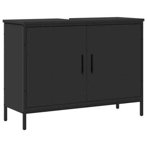 vidaXL Black Bathroom Sink Cabinet Engineered Wood with Powder-Coated Steel - image 1 of 4