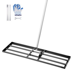 VEVOR Lawn Leveling Rake, Lawn Leveler with 83.9 in Handle,36x10 in Ground Plate, Rust-Resistant Carbon Steel Soil Leveler, 3 Heights Adjustable,Black - 1 of 4