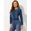 INSPIRE CHIC Women's Button Down Collarless Long Sleeve Jean Jackets - 3 of 4