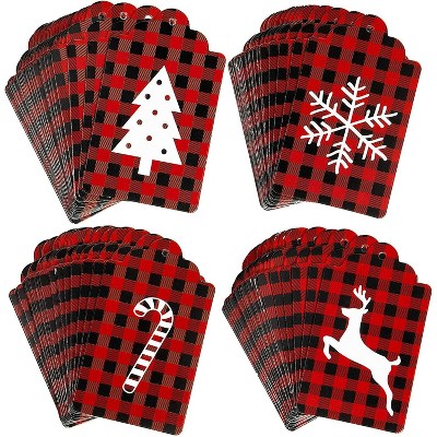 Blue Panda 200 Pack Holiday Gift Tags and Twine. Christmas Buffalo Plaid (1.75 x 2.95 in)