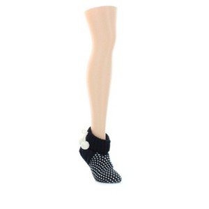 Memoi Women's Thread Thru Faux Fur Lined Knit Lounge Sock - 1 of 2