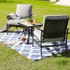 3pc Bistro Steel Patio Dining Set with Arm Chairs - Gray - Lokatse: Outdoor Conversation Set, Removable Cushions - 2 of 4