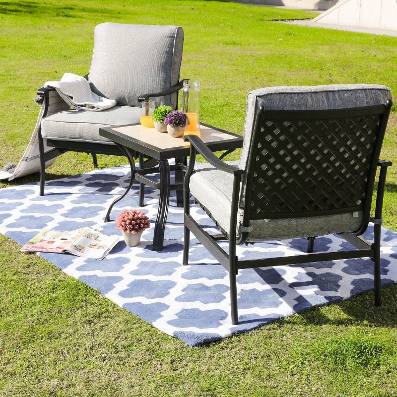 3pc Bistro Steel Patio Dining Set with Arm Chairs - Gray - Lokatse, 3 of 13