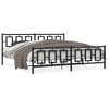 vidaXL Metal King Bed Frame - Black 76"x79.9" with Headboard & Footboard, Steel Construction - 2 of 4
