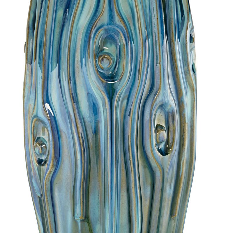 Possini Euro Design Eneya Modern Coastal Table Lamp 31" Tall Ceramic Blue Green Swirl Glaze Neutral Oval Shade for Bedroom Living Room Nightstand Home, 5 of 12