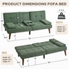 Futon Sofa Bed-Leather Small Futon Couch, Futon Lounge Sofa, Futon Convertible with Cup Holder - 2 of 4