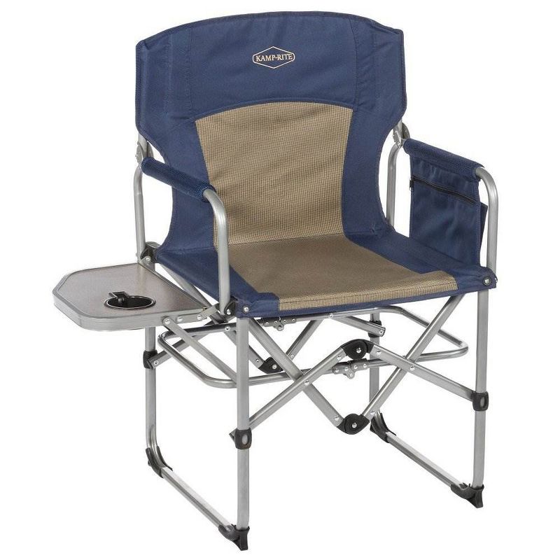 Kamp-Rite Compact Directors Outdoor Supportive Folding Chair for Camping or Tailgating with Side Table and Cup Holder, Navy (2 Pack), 2 of 7