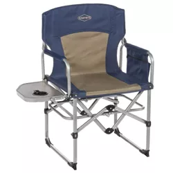 Kamp-Rite Portable Compact-Fold Director's Chair with Side Table & Cup Holder for Camping, Tailgating, and Sports, 225 LB Capacity