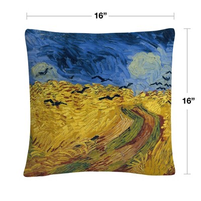 Vincent Van Gogh Wheatfield with Crows 16" x 16" Decorative Throw Pillow