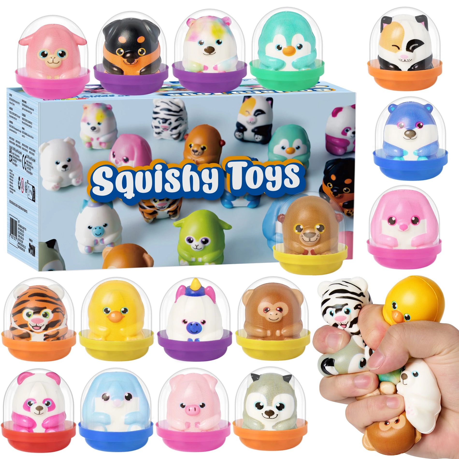 Joyfy 20Pcs Squishy Toys Party Favors for Kids & Adults 2" Mini Animals Squishies Fidget Toys for Classroom Prizes Birthday Gift Pinata Fillers