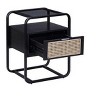 ORRD Modern Accent Table with Drawer, Black End Table with Tempered Glass Top & Rattan Shelf, Curved Metal Frame for Living Room - 3 of 4