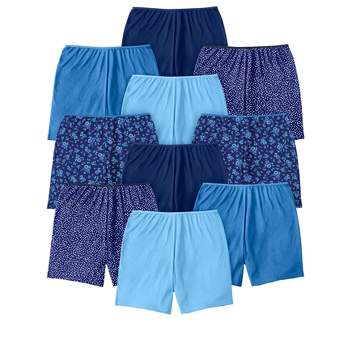 Comfort Choice Women's Plus Size Stretch Cotton Boxer 3-pack, 8 - Vibrant Blue  Pack : Target