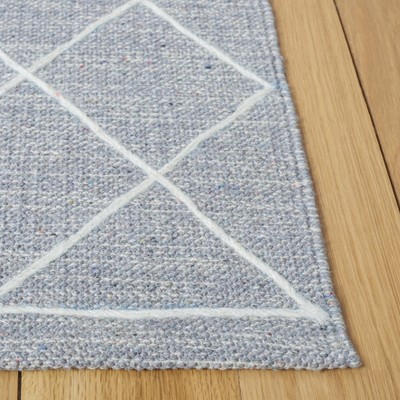 Gray and White Striped Wool Cotton Flat Woven Area Rug