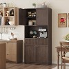 70" Tall Pantry Cabinet with Countertop, Fluted Storage Hutch with Microwave Shelf & Drawer for Kitchen, Dining Room Organization - 2 of 4