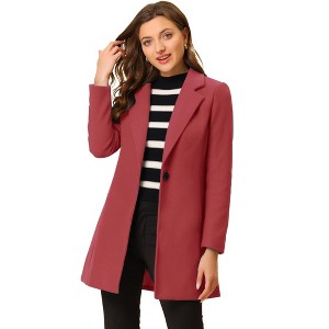 INSPIRE CHIC Women's Regular Fit Notched Lapel Long Sleeve Buttoned Classic Coat - 1 of 4
