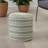 20" Brown Polyester Round Striped Indoor Outdoor Pouf Ottoman - 2 of 4