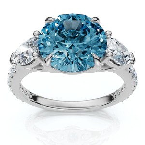 Pompeii3 3 1/2Ct Fancy Blue Lab Created Accent Diamond Engagement Ring 14k Gold - 1 of 4