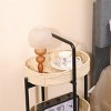 KTMBDW Oval Side Table with Woven Storage Basket,  3-Tier Metal Side Small Bedside Table Nightstand with Removable Tray for Living Room, Bedroom - 4 of 4