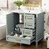 Gulches 30 in 18 in Undermount Rectangular Bathroom Sink in Sage Green Solid Wood with Soft Closing Door 3 Drawers - 4 of 4